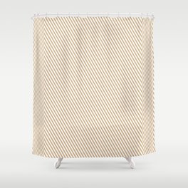 [ Thumbnail: White and Tan Colored Stripes/Lines Pattern Shower Curtain ]