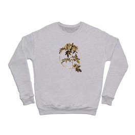 Gold Ring Blooming Rosa Lucida Glitter Botanical Illustration Crewneck Sweatshirt