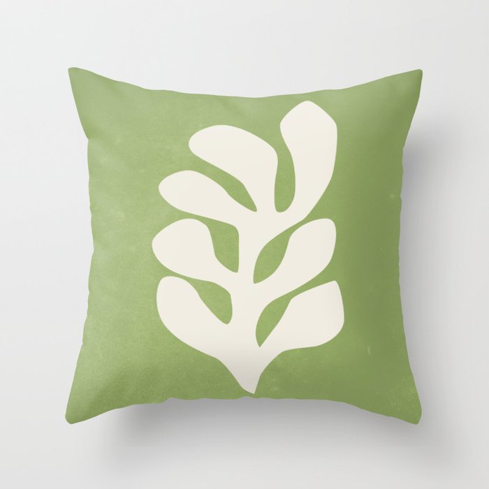 Forest Green Leaf: Matisse Paper Cutouts V Throw Pillow
