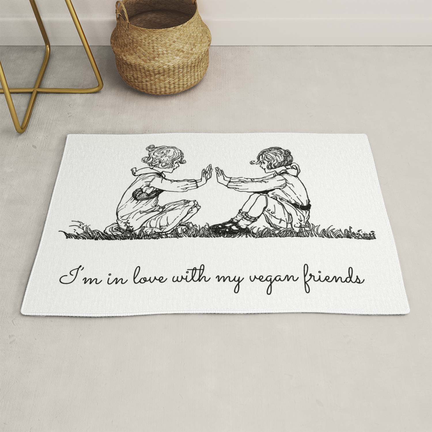 I M In Love With My Vegan Friends Vegan Quote Vintage Drawing