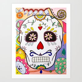 Mexican Skull Art Print | Painting, Illustration, Graphic Design, Pop Surrealism 