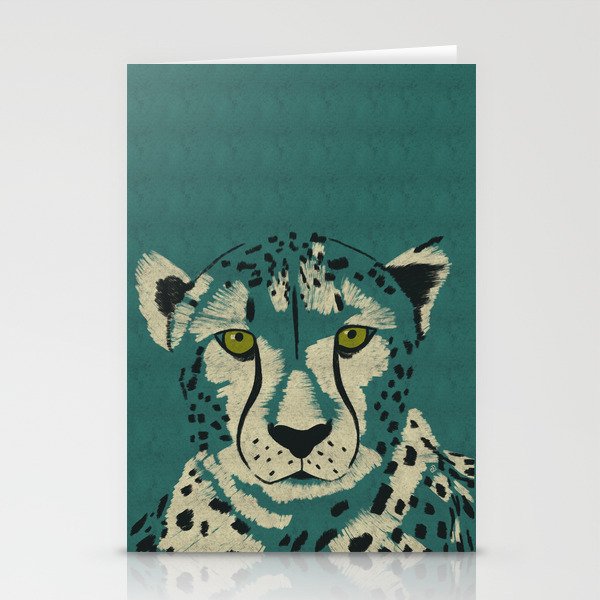 Big Cat Series - Cheetah petrol green Stationery Cards