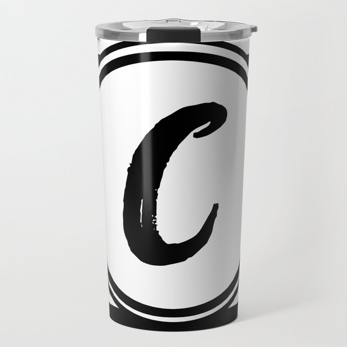 C Striped Monogram Letter Travel Mug