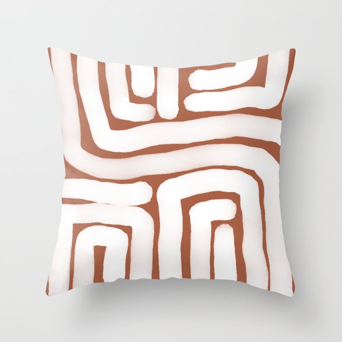 Bronze and White Lines Abstract Print Throw Pillow