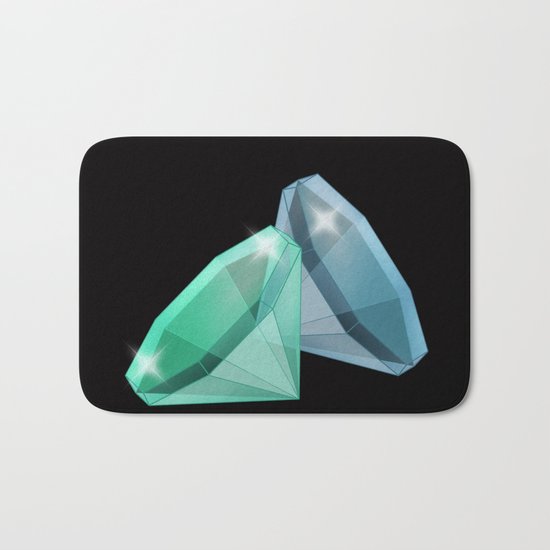 Precious blue and green stones . Bath Mat