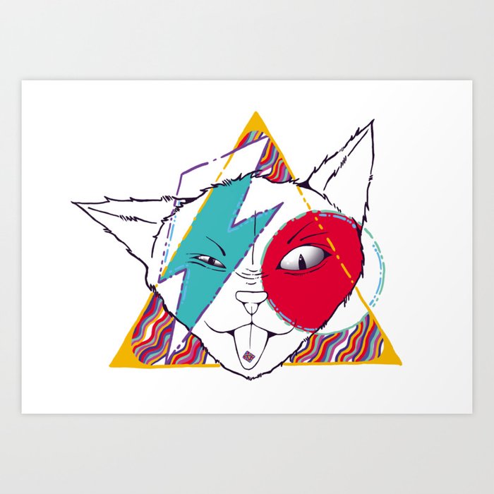 Psychedelic cat Art Print