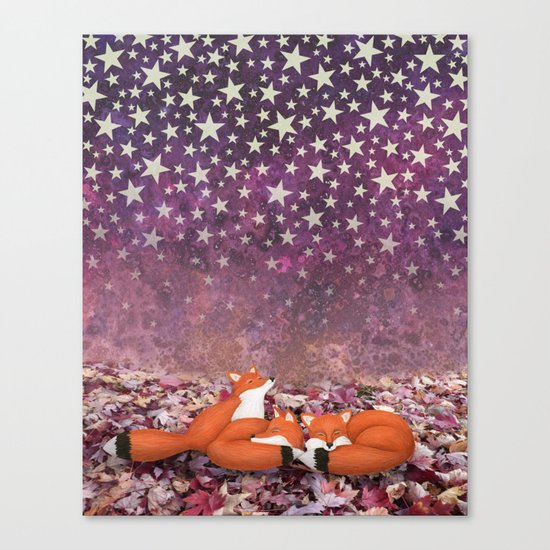 foxes under the stars Canvas Print