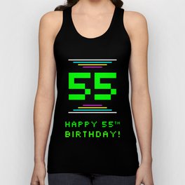 [ Thumbnail: 55th Birthday - Nerdy Geeky Pixelated 8-Bit Computing Graphics Inspired Look Tank Top ]