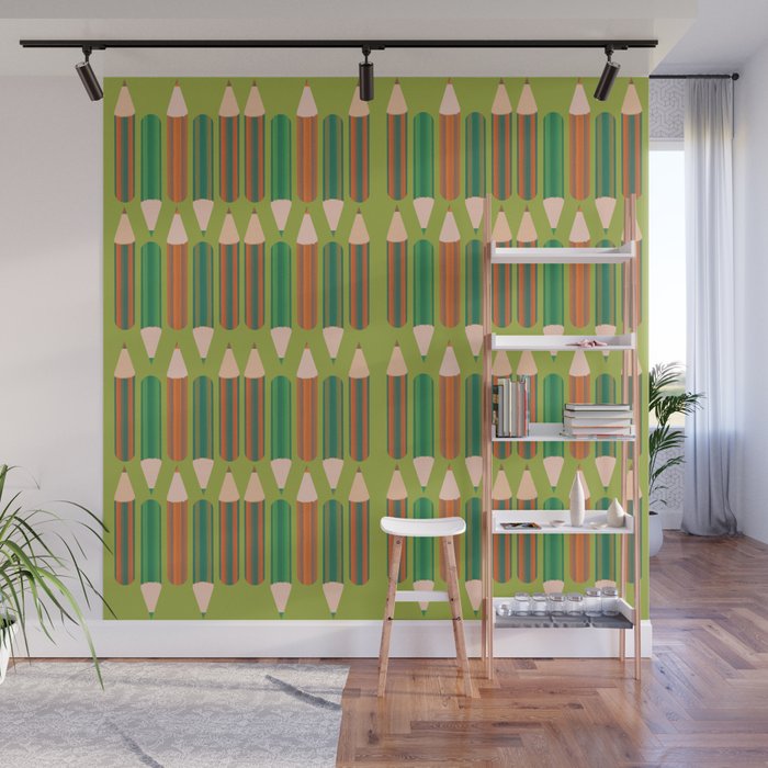 Colorful Pencils Back to School Pattern Wall Mural