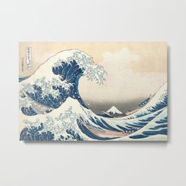 The Great Wave Off Kanagawa by Katsushika Hokusai Thirty Six Views of Mount Fuji - The Great Wave Metal Print
