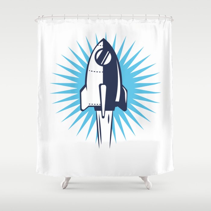 Vintage Rocket Shower Curtain