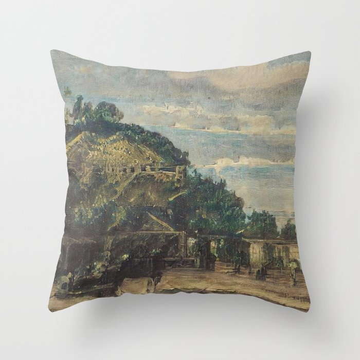 View of the hill from the riding school  Throw Pillow