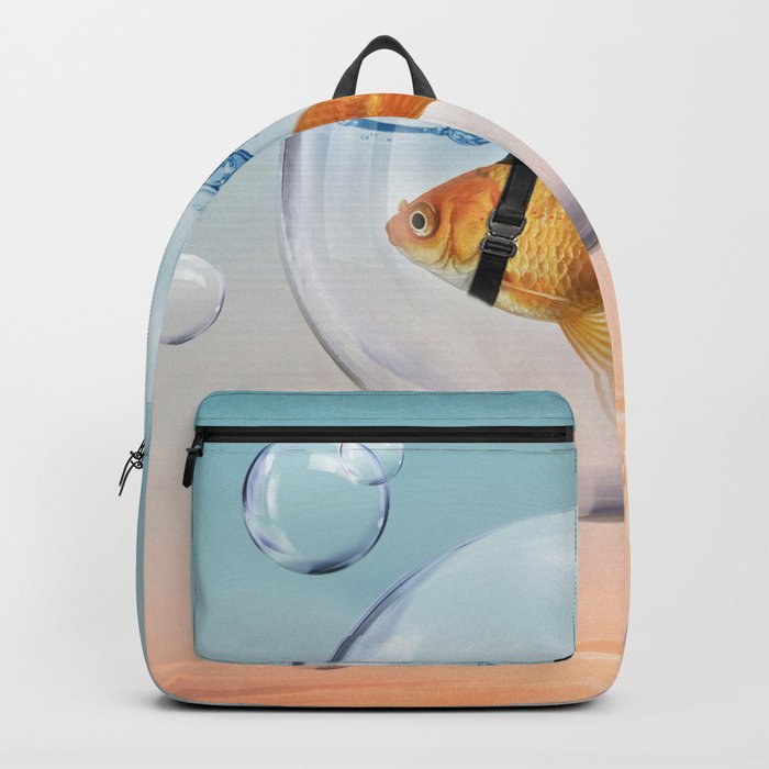 Shark Fin Goldfish in a Bubble Backpack