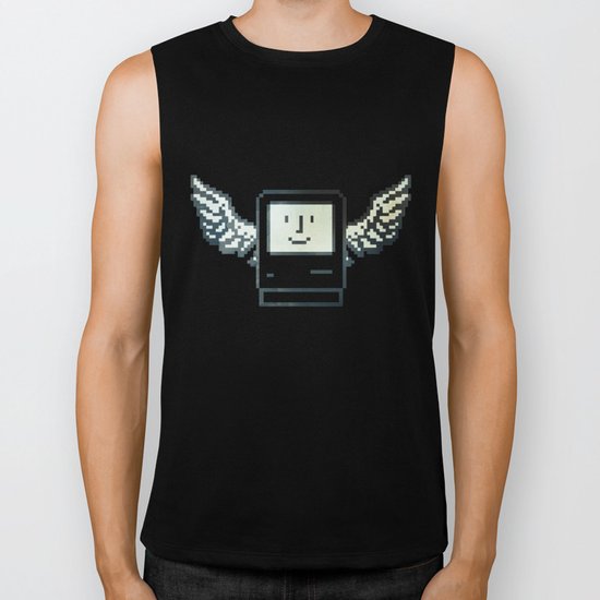 pixel mac with wings Biker Tank