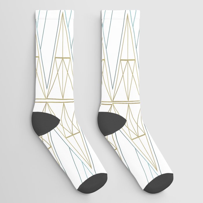 Gold Aqua Geometric Pattern 1.0 Socks