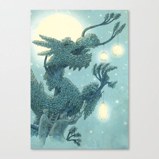 Dragon Topiary - Night Canvas Print