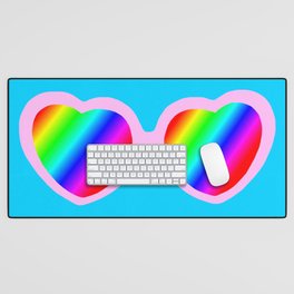 Rainbow Mirror Heart Love Glasses Desk Mat