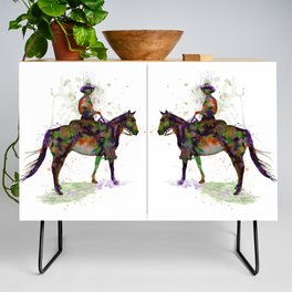 Cowboy on Horseback Watercolor Silhouette Credenza