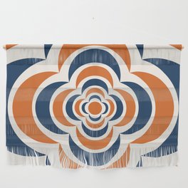 Floral Abstract Shapes 1 in Navy Blue Orange Wall Hanging