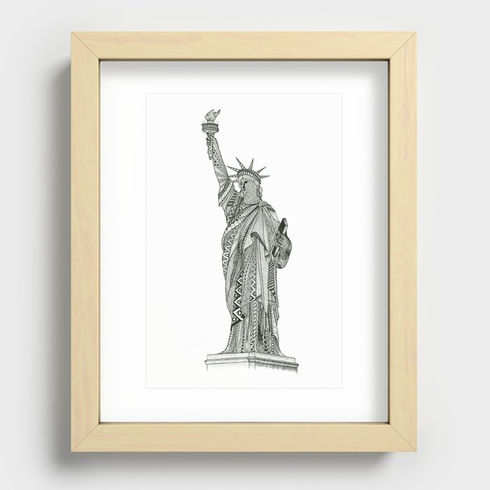 Statue of Liberty Zentangle Recessed Framed Print