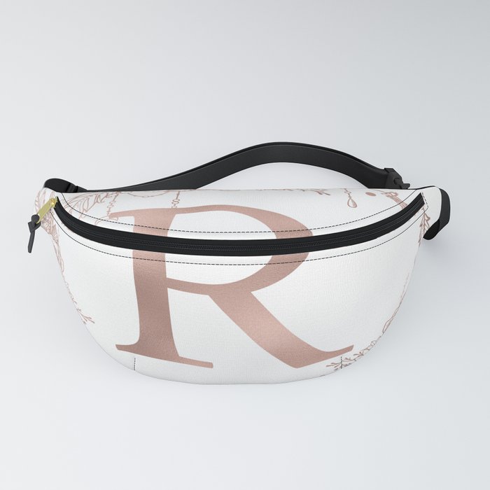 Letter R Rose Gold Pink Initial Monogram Fanny Pack by Nature
