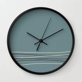 Blue Green Scribble Line Pattern 2021 Color of the Year Aegean Teal and Accent Shades Wall Clock