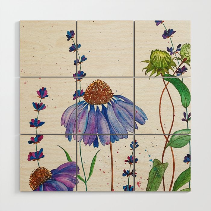 Purples and pinks: Coneflower  Wood Wall Art