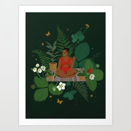 Black woman with strawberries Art Print