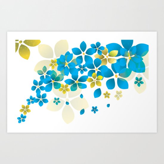 Blue and yellow flowers Art Print