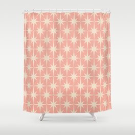 Atomic Age 1950s Retro Starburst Pattern in Cream and Blush Pink  Shower Curtain