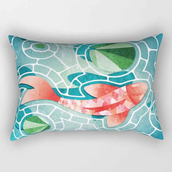 Koi Fish and Lily Pads Rectangular Pillow