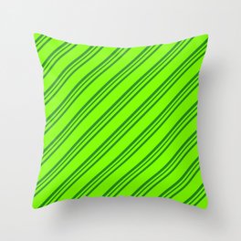 [ Thumbnail: Chartreuse and Forest Green Colored Stripes/Lines Pattern Throw Pillow ]