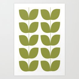 Mid Century Modern Leaves Green #society6 #buyart Art Print