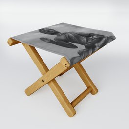 Buddha in the Clouds Black and White Photography Folding Stool