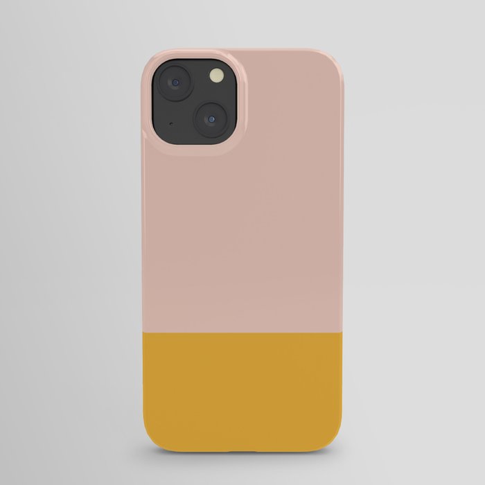 Blush Pink and Mustard Yellow Minimalist Color Block iPhone Case