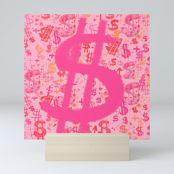 Pink Dollar Signs Mini Art Print