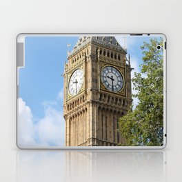 Great Britain Photography - Big Ben Under The Blue Sky By A Green Tree Laptop Skin