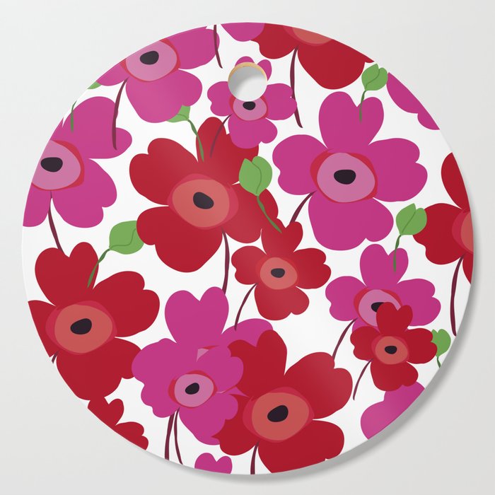 Graphic flowers:Royal red Cutting Board