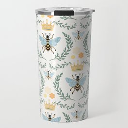 Queen Bee with Gold Crown and Laurel Frame Travel Mug
