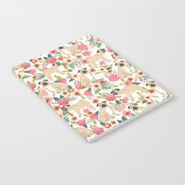 Pug floral dog breed pet pugs must have gifts for unique dog breed owners Notebook
