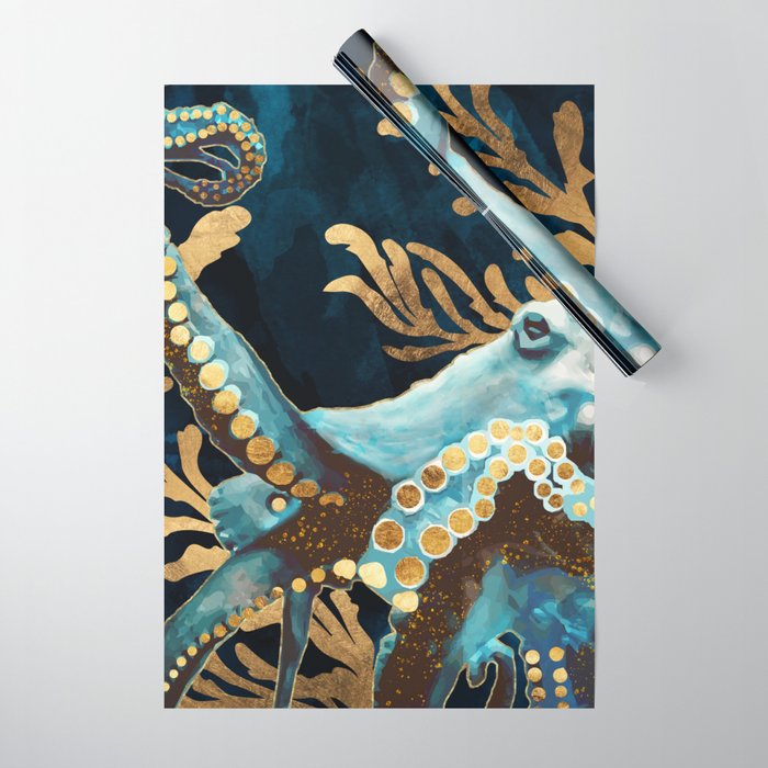 Indigo Octopus Wrapping Paper