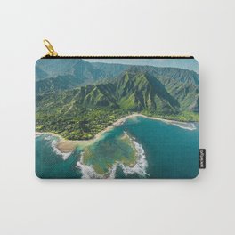 Coastal Kauai, Hawaii turquoise ocean aerial view tropical coast landscape color photograph / photography Carry-All Pouch