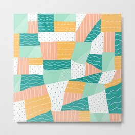 modern voyager quilt, peach Metal Print | Shapes, Abstract, Boho, Curated, Quilt, Pastel, Fabric, Modern, Nursery, Playful 