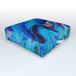 Electric Blue Ripples Outdoor Floor Cushion