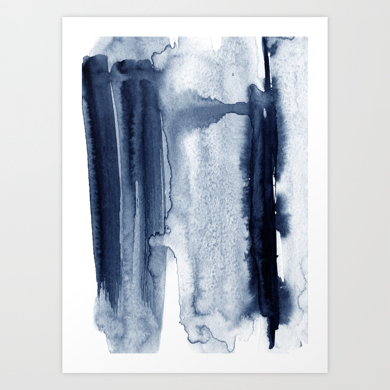 Abstract Navy Blue Indigo Home Wall Decor Art Print By