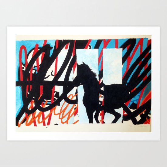 HORSE SCRIBBLE Art Print
