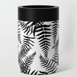 Black Silhouette Fern Leaves Pattern Can Cooler