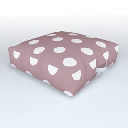 Classic Polka Dot Pattern_Morandi Color 1_Coral Pink White Outdoor Floor Cushion