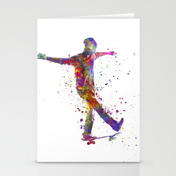 watercolor skater Stationery Cards