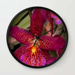 Rose Madder Orchids Wall Clock